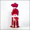 Juldekorationer Julvinflaska Er Flanell Doll Champagne Set Santa Snowman Deer Xmas Kitchen Decor Drop Delivery Home G DHS2Z