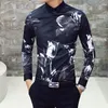 Camicie casual da uomo Taglie forti M-6XL Camicia a maniche lunghe con stampa vintage di marca da uomo Moda Slim Fit Social Tuxedo Baroque Party