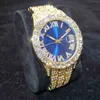 ساعات المعصم تفوت Big Diamnd Bezel Gentleman's Watch Blue Round Dial Male's Wristwatch Luxury Busins ​​Stainls Steel Man Quartz Watchwvv5