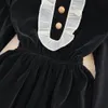 Винтажный корт в стиле Рождество маленькое черное платье Hepburn Stand воротник