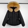 Mulheres para baixo parkas grande real pele de guaxinim com capuz casaco de inverno 90% jaqueta de pato mulheres curto feminino puffer pena impermeável 221110