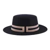 B￩rets Fedora Chapeaux Femmes hommes plate plate largeur ruban bande ruban ray￩ classique simple simple rouge noir noir d￩contract￩ formelle