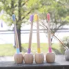 Miljövänlig naturlig bambu rund handtag vuxen tandborste frisk hushåll flerfärgad vuxna tandborstar nylon mjukt hår oral hygien cepillo de dientes