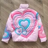 Down Coat Jackets Men WOmen Heart Embroidery Winter coats Men's Fashion Coat Casual Outwear Tops Pink