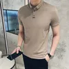 Heren PoloS Plus Size 5xl-M 2022 Zomer Summer Korte mouw Slim Polo Shirt Heren Borduurwerk Casual reverskraag Pullover Work Tees Tops Streetwear