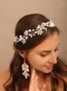 Cabeças de cabeceiras de pérola Flores de flor das noivas Crystal Hair Hair Jóias Penteado de Ponto de Promoção Acessórios de Prom da Festa Tiaras Bridesmaid