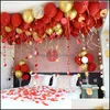Decoração de festa decoração de festa vermelha sier ouro rosa estrela e bola de guirlandas círculos para decorações de casamento streamers Valentines dhloi