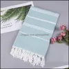 Towel Striped Cotton Turkish Sports Bath Towel Travel Gym Cam Sauna Beach With Tassels Absorbent Easy Care Towels Drop Delivery Home Dhijs