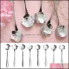 Spoons Tableware Flower Shape Stainless Steel Sugar Sier Tea Coffee Spoon Teaspoons Ice Cream Flatware Kitchen Tool Drop Delivery Ho Dhyqz