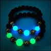 Bedelarmbanden bedelarmbanden 2022 natuurlijke vulkanische steen glanzend in de donkere hamsa hand mannen vrouw luminous party armband strand j dhnwt