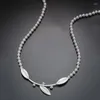 Necklace Earrings Set Exquisite Tree Leaves White/Grey Pearl Jewelry Fashion Matte Gray-Silver Color Stud Bijoux