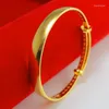 Pulseira dubai ajustável 18k Bangles de ouro de 9 mm Women Women Smooth Bracelets Africano Europeu Etiópia Girls Jewelry Gift