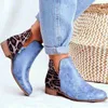 Women Ladies Fashion Knee Boots Shoes Winter Large Short S New Leopard Stitched Leather Boot 07091011