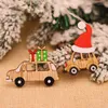 Decoraciones navideñas, 12 unidades/caja, colgantes de madera para coche, adornos colgantes de muñeco de nieve de Papá Noel para decoración navideña del hogar