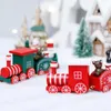 Dekoracje świąteczne Wesołych drewnianych ozdób pociągowych Dekorowanie domu na imprezę mini zabawkę Święty Mikołaj Claus prezent Natal Navidad Noel