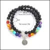 Charm Bracelets Charm Bracelets Seven Chakras Pendant Lucky Tree Bracelet Volcanic Rock Yoga Beads Stone Ornament Fashion Valentines Dhfse