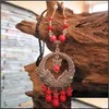 Stränge Saiten Völlig handgefertigte lange Halsketten China Miao Keramik Perlen Anhänger Stränge Saiten Pullover Kette Kleidungszubehör Dhifd