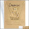 Collane con ciondolo Segni zodiacali Simbolo Lettera Collana con ciondolo Set per le donne 12 Costellazioni Catena a tre strati con clavicola Girocollo Dhgnt