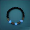 Bedelarmbanden bedelarmbanden 2022 natuurlijke vulkanische steen glanzend in de donkere hamsa hand mannen vrouw luminous party armband strand j dhnwt