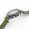 Iced Out Watch Digital Sport Men's Watch Löstagbar montering Vattentät led värld Tid Metal Ultratin Dial GM Green Oak Series