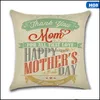 Pillow Case Mother Day Pillow Case Happy Design Linen Cotton Ers Square Sofa Cushion Er 45Cmx45Cm Drop Delivery Home Garden Textiles Dhdsx