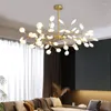 Chandeliers Copper Luxury LED Chandelier Lighting Nordic Modern Firefly Creative Hanging Lamp For Living Room Hall Villa Home Decoration G4