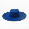 Шляпа Шляпа БРИМ 2022 Осенняя шерсть модная высококачественная электрическая синяя плоская шляпа шляпа