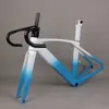 완전 숨겨진 케이블 도로 자전거 프레임 TT-X34 디스크 브레이크 에어로 토레이 카본 섬유 T1000 블루 및 흰색 그라디언트 디자인
