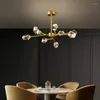 Lampadari Modern Nordic Branch Lampadario a Led per la cucina Soggiorno Crystal Diamond Light Fixtures Camera da letto Lampada a sospensione in rame