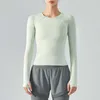 LU-345 Raglan Sleeve Spor Kadınların En İyi Uzun Kollu Yoga Gömleği İnce İnce Uygun Hızlı Kurutma Tişört Fitness Takım Salonu Giysileri