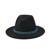 Bérets homme chapeau Fedora chapeaux pour femmes saphir chaîne ceinture dames Wetern Panama voyage Parent-enfant tenue casquette Sombreros De Mujer