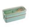 Gezond materiaal Lunchbox 3 Laag 900 ml Tarwe Straw Bento Boxes Microwave Dinware Food Storage Container Lunchbox SN158