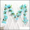 装飾的な花の花輪22m人工花のつる布ローズアイビーバインハンギングガーランド装飾ウェディングパーティーガーデン装飾DHIR0