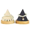 Jewelry Pouches Cone Shape Wooden Bangle Bracelet Anklet Display Stand Ring Watch Holder