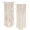 Tapissries 2 stycken Macrame Woven Wall Hanging Boho Chic Bohemian Home Geometric Art Decor Handmased Cotton Tapestry
