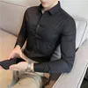 Men's Casual Shirts 2022 High Elasticity Seamless Men's Shirt Long Sleeve Slim Solid Color Business Formal Dress Party 4XL-M