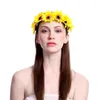 Kopfbedeckungen, Sonnenblumen-Kronenkranz, böhmischer Blumen-Kopfschmuck, Braut, Hochzeit, Blumen-Haarband