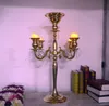 Ouro 5 cabe￧as Crystal Party Decoration Candelabra Candled Hedding Centerpiece Centro