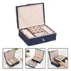 Jewelry Pouches Girl's Box Leather Double Layer Storage Case Bag Multifunction Elegant