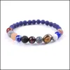 Sistema solare in rilievo Galaxy Stellato Lava Rock Pietra naturale Perline Fili Bracciali per donna Uomo Gioielli moda Will e Sandy Drop Dhxte