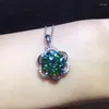 Catene in argento sterling 925 Ciondolo Moissanite blu-verde da 6 carati Test di diamanti superato Taglio perfetto VVS Collana di gioielli di lusso da donna