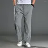 Pantaloni da uomo sottili in lino sciolto moda pantaloni oversize da uomo in cotone traspirante e pantaloni