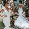 Abito da sposa da donna sexy sirena africana senza schienale con paillettes Vestido De Noiva ultimo abito bohémien in pizzo pesante