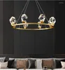 샹들리에 현대 고급 크라운 크리스탈 LED 샹들리에 홈 식당 침실 램프 램프 식사 걸이 인테리어 조명 장식 황금