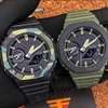 Iced Out Watch Sport Quartz Men's Digital Watch Slim Löstagbar monterad Dial Waterproof World Time LED Full Feature Oak Series 6 Colors