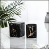 Velas Marble Scent Candle Gold Gold Padr￣o Cer￢mica INS aromaterapia Decora￧￣o de casa Decora￧￣o do dia dos namorados Drop Drop Delivery Garden Dhqzx