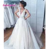 Свадебное платье великолепное 2022 V-образное ручной кружевные аппликации A-Line Без спины свадебные платья поезда