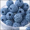 Other 6Mm20Mm Volcanic Stone Fragrance Oil Diffuser Round Beads Aromatherapy Essential Oils Diffuse Loose Bead For Bracelet Necklace Dhesa