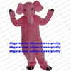 Różowy długi futra słonia Elephish Mascot Costume Adult Cartoon Postacie strój garnitur ceremonialny podłoga podłogowa ZX640