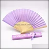 Party Favor personnalisée Luxurious Silk Fold Hand Fan Fabricant de logo gravé surgisé les ventilateurs de pliage avec boîte-cadeau Party Favors Cadeaux de mariage DHKD8